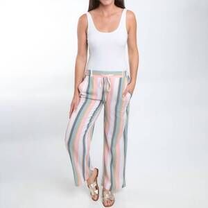 NEW ELSIE & ZOEY medium striped adjustable wide leg pant in multicolor